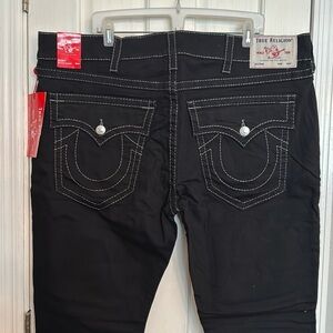 True Religion Men's Straight Jeans - Black with White Stitching